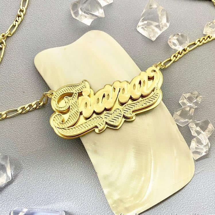 Double Plate Love Heart Personalized Custom Gold Plated Name Necklace-silviax