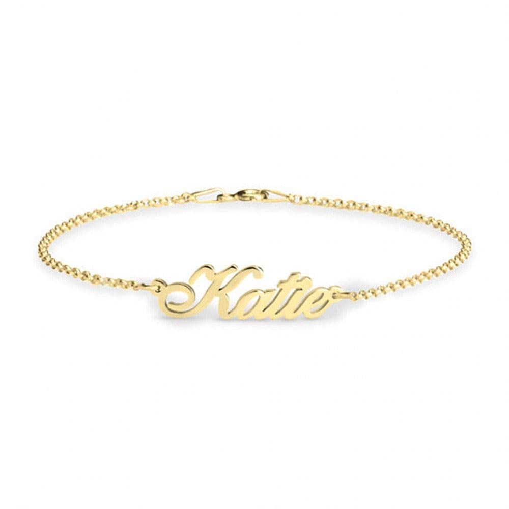 Gold Plated Name Anklet with Engraved Inspirational-silviax