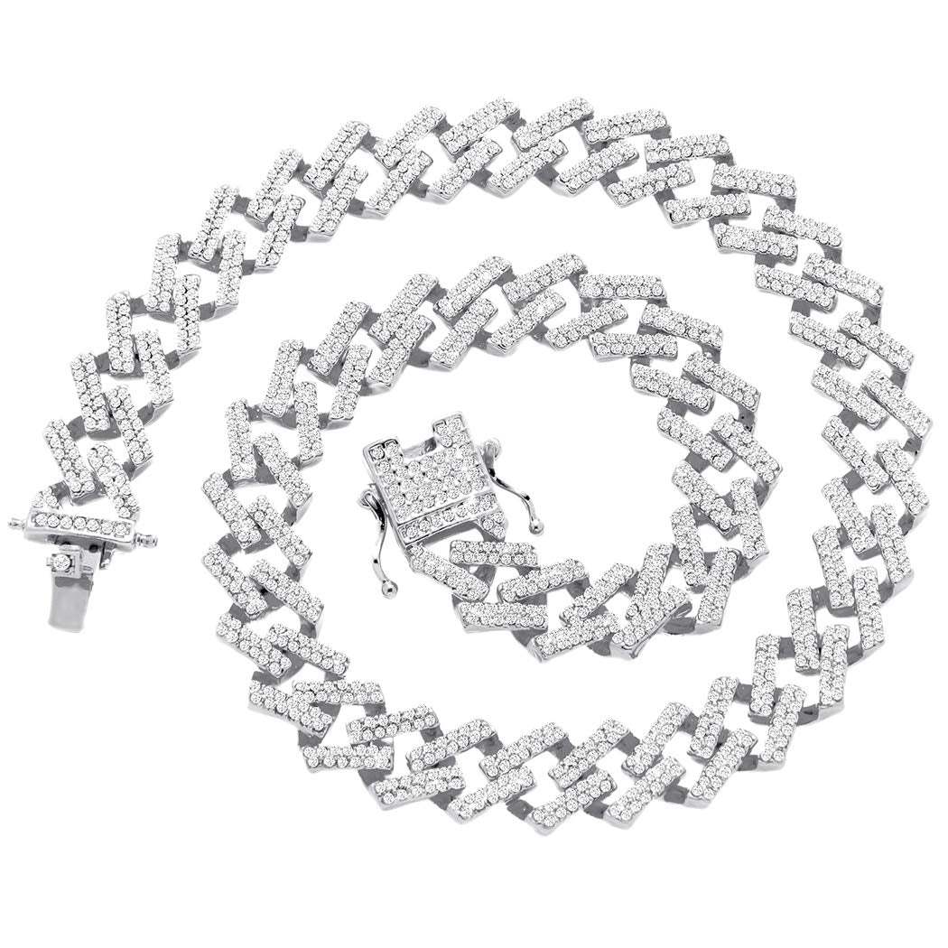 13mm Cuban Link Chain Iced Out Bling Hip Hop Prong Necklace Gold Plated Rhinestone Clasp Jewelry