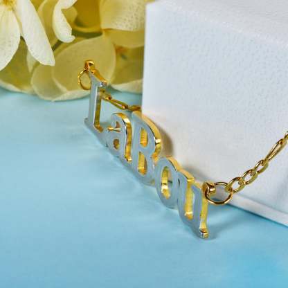 Two Tone Capital Letters Personalized Custom Gold Plated Name Necklace-silviax
