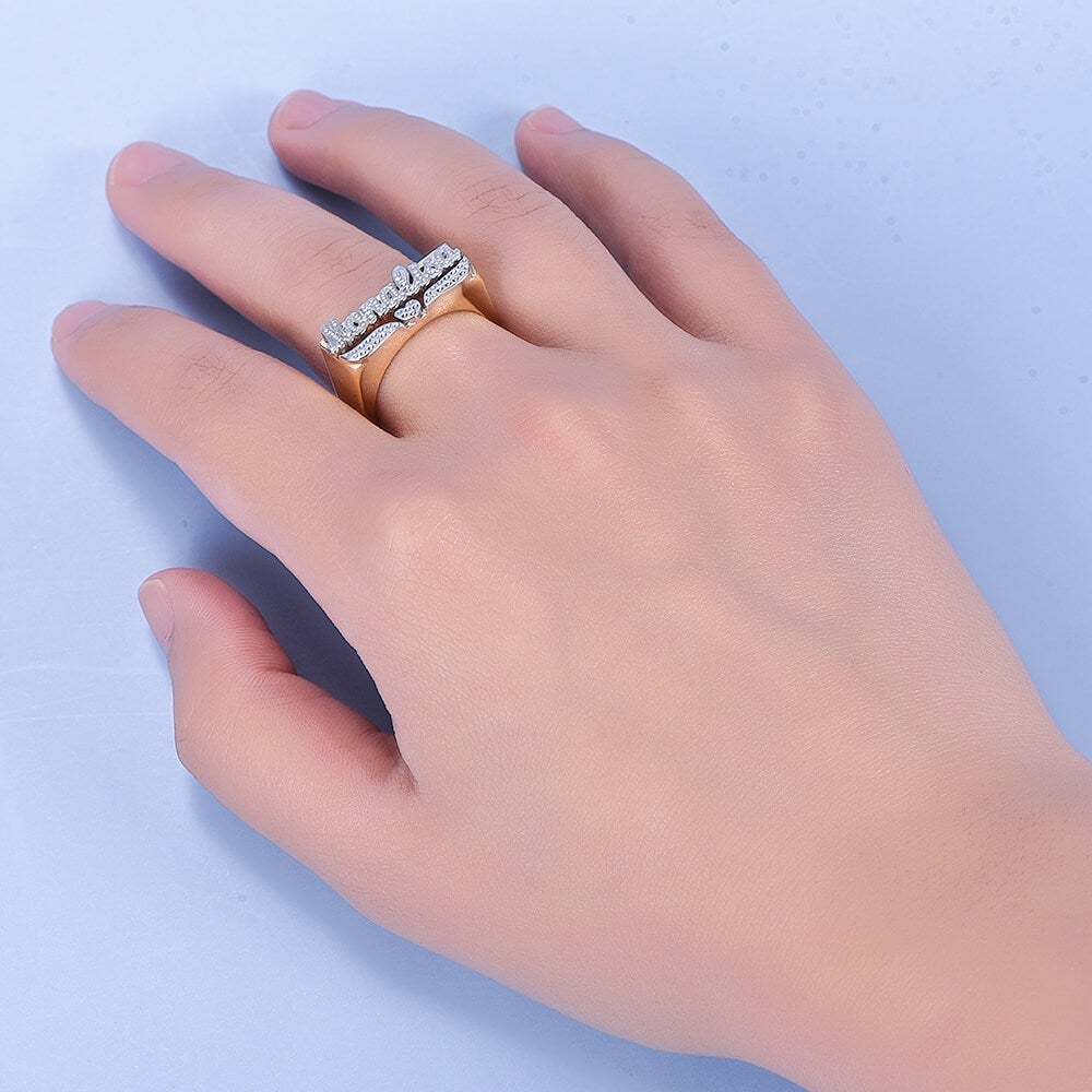 Two Tone Gold Plated Personalized Name Ring with Heart-silviax