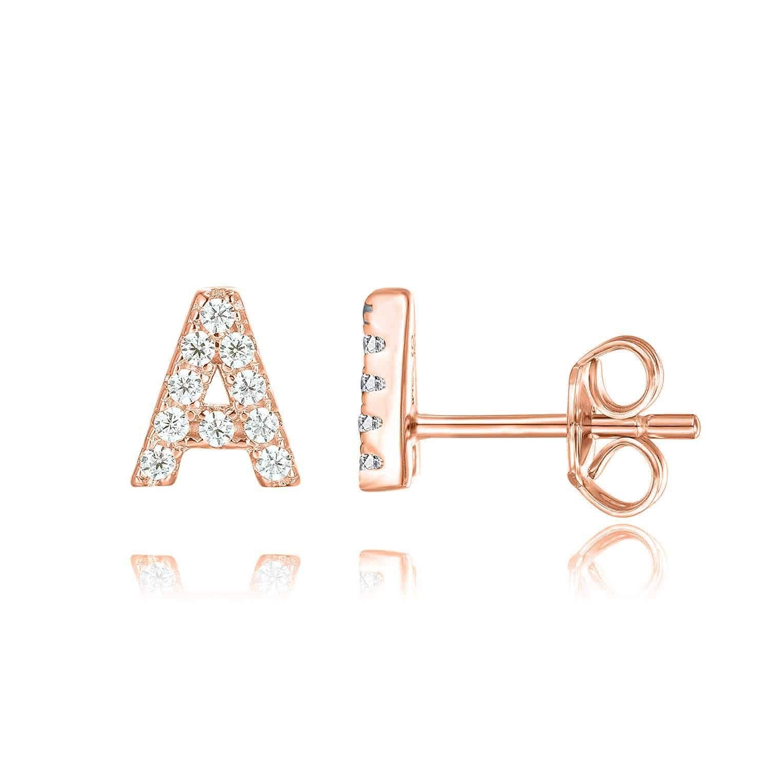 Letter Earrings Personalized Rose Gold Plated-silviax