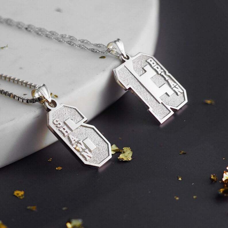 Number Pendant with Name Personalized Custom Gold Plated Number Necklace-silviax