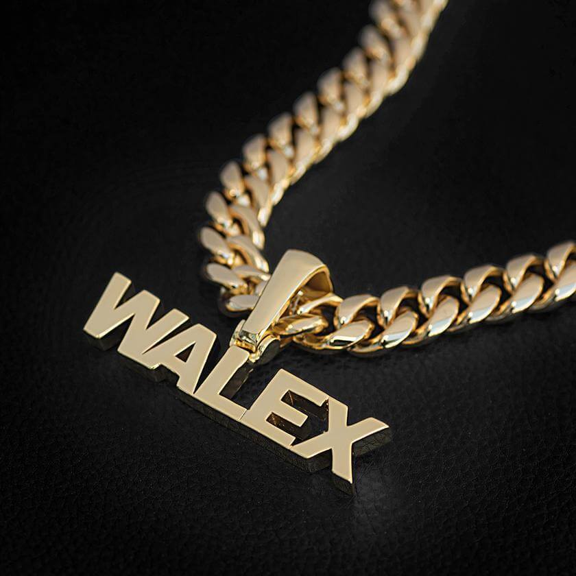Capital Letter Nameplate Pendant Personalized Custom Name Necklace 6mm Cuban Chain-silviax