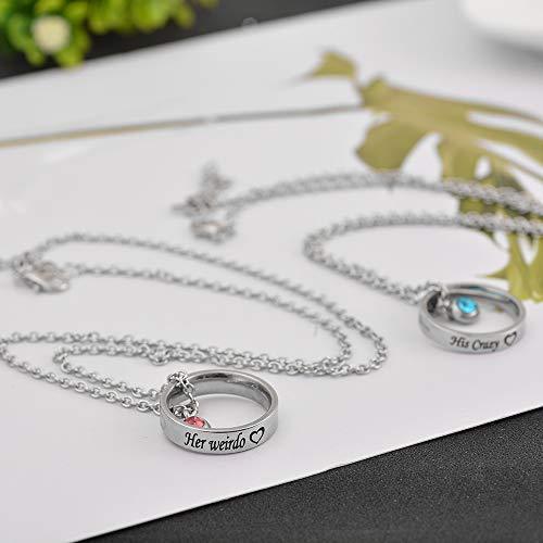 Engraved Ring Pendant With Birthstone Personalized Couples Necklaces Valentine's Day Gifts-silviax
