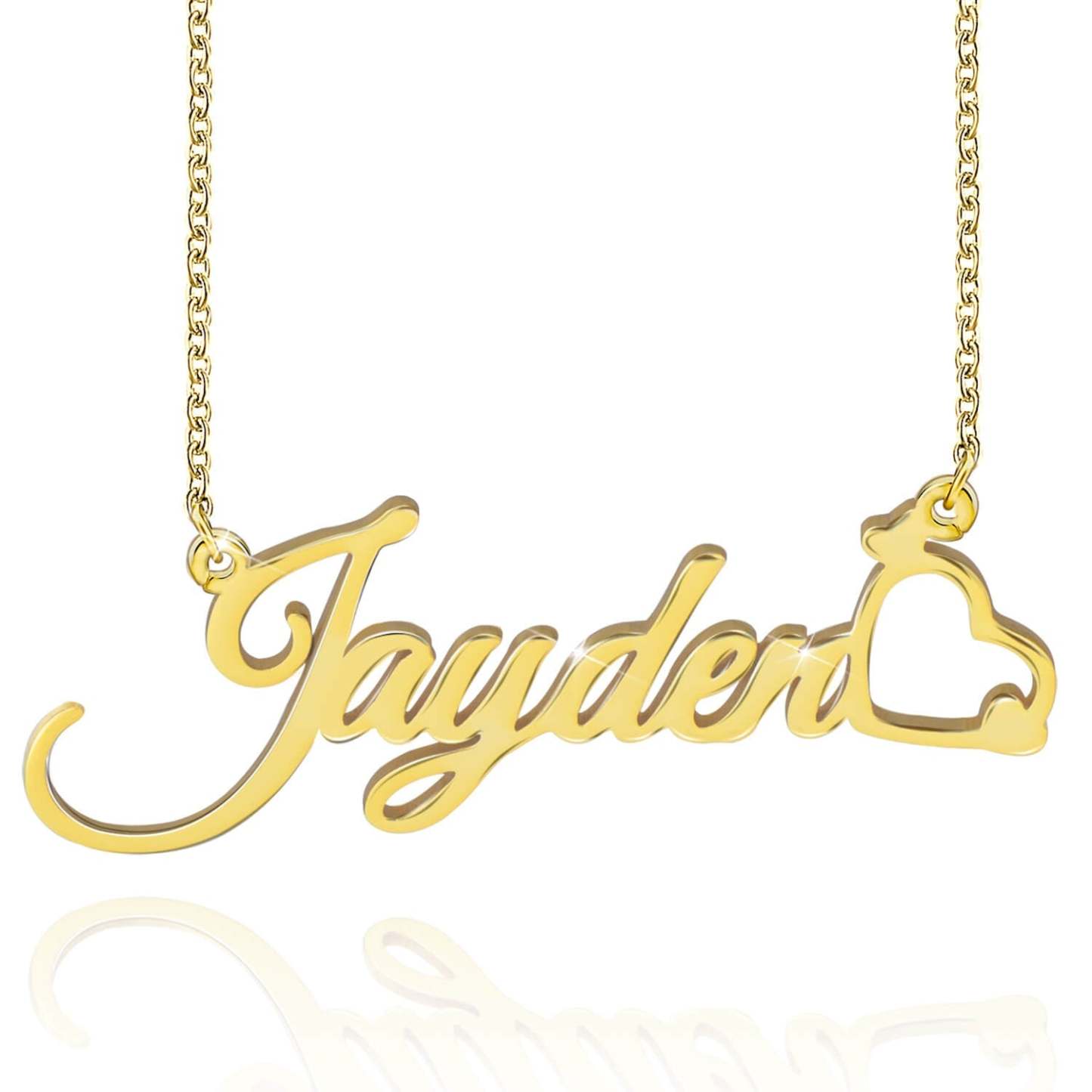 Hollow Heart Gold Plated Name Necklace Personalized Custom Jewelry Gift for Mom Girlfriend Wife-silviax