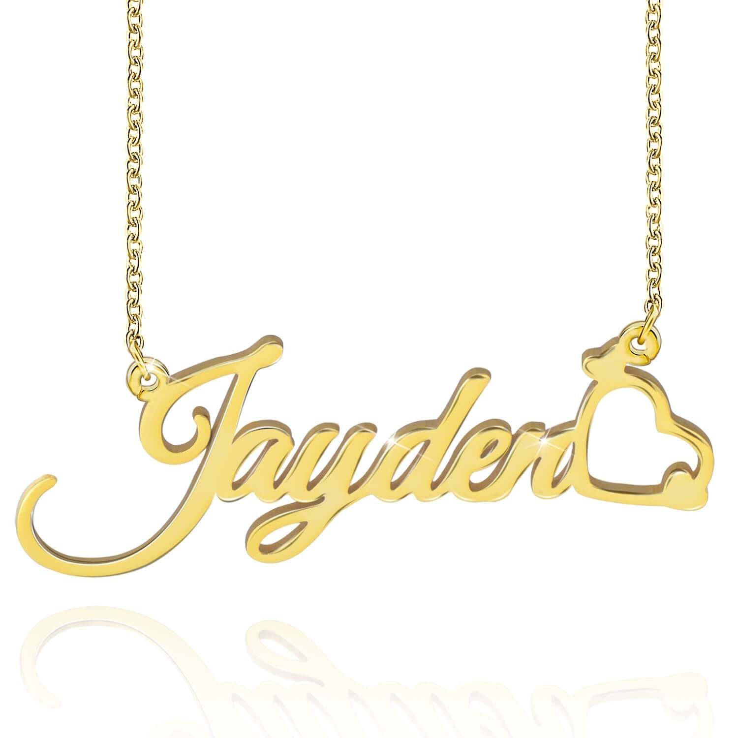 Hollow Heart Gold Plated Name Necklace Personalized Custom Jewelry Gift for Mom Girlfriend Wife-silviax