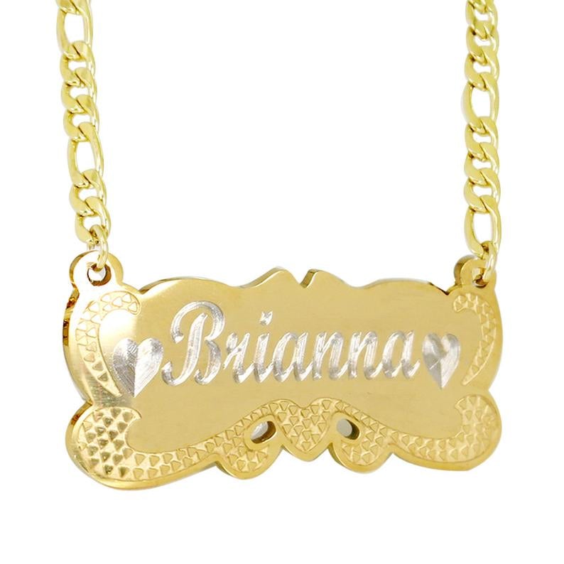 Gold Plated Personalized Two Tone Nameplate Necklace-silviax