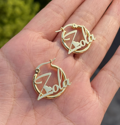 30mm Heart Earring Personalized Mini Name Earrings For Baby Kids Gift