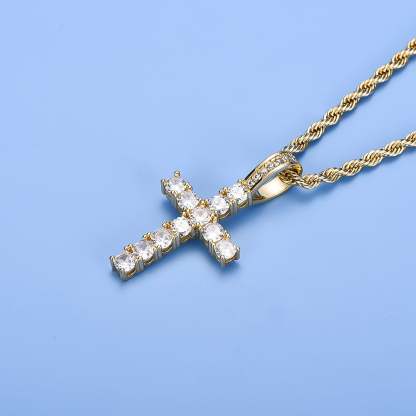 Cross Pendant Hip Hop Jewelry Street-wear Urban Style for Men & Women Gold Plated-silviax