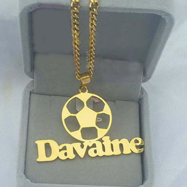 Personalized Sports Football Name Necklace for Men Kids-silviax