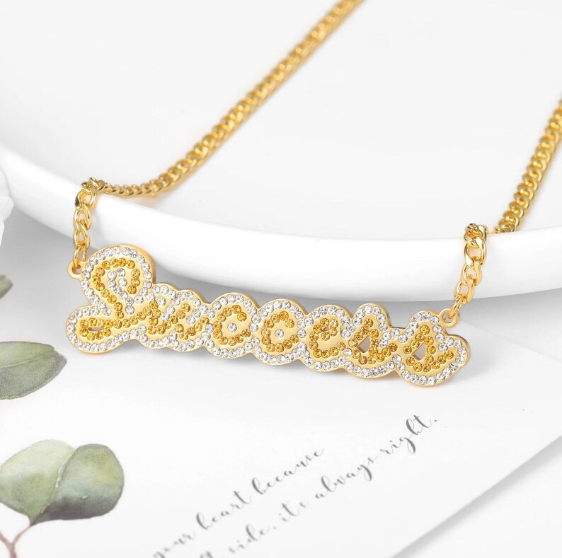 Personalized Sparkling Two Color Zircon Name Necklace-silviax