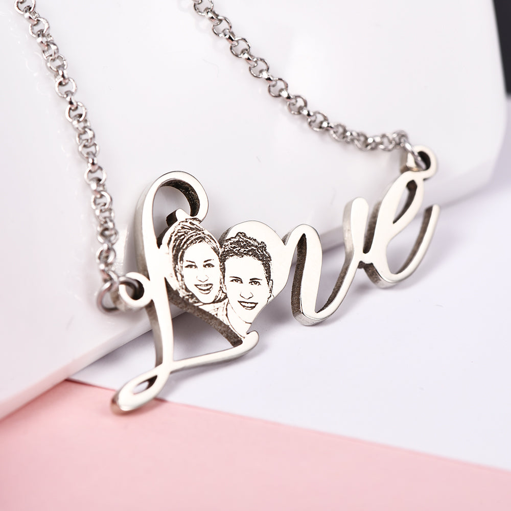 Love Engraved Photo Pendant Personalized Custom Photo Necklace-silviax