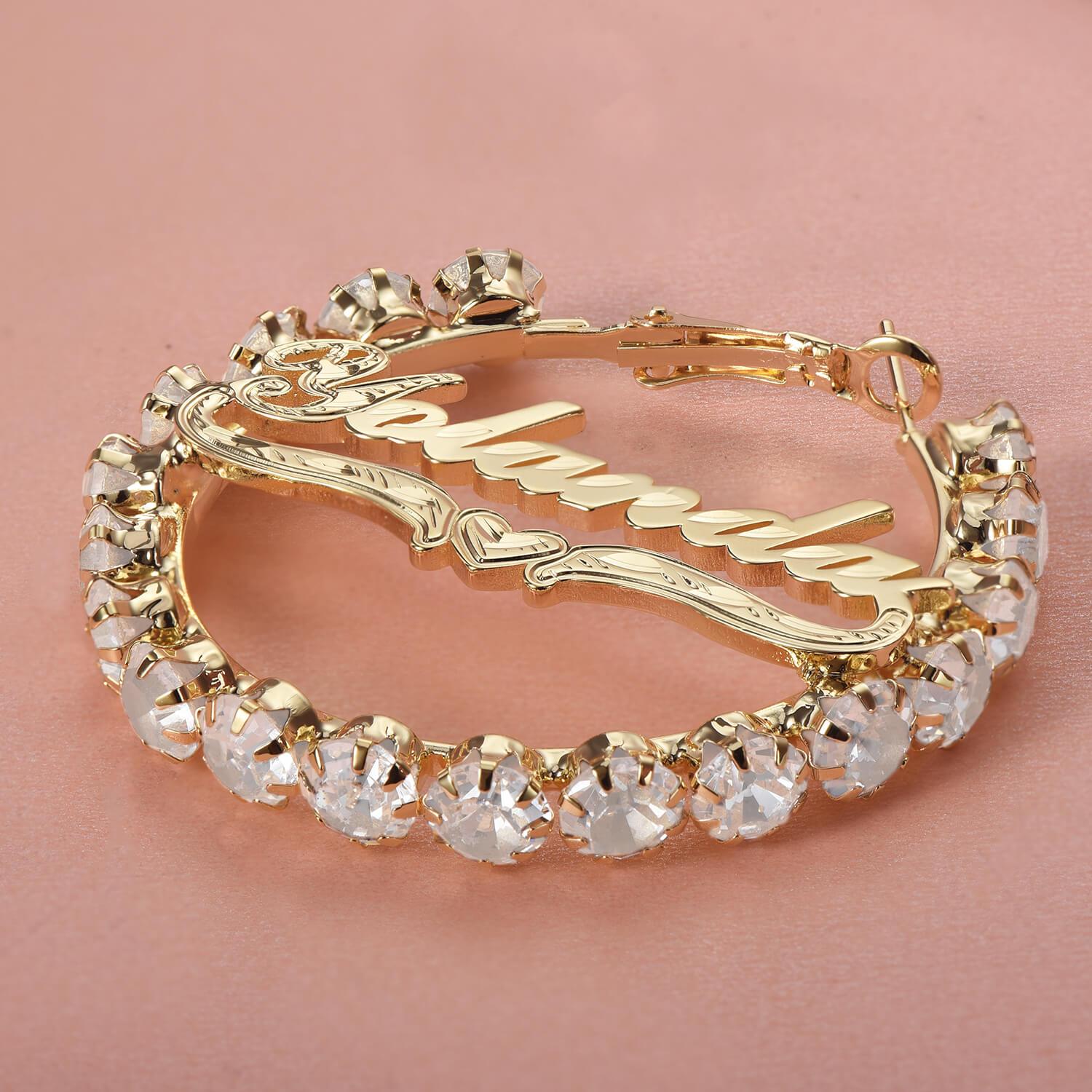Gold Plated Personalized Hoop Name Earrings-silviax