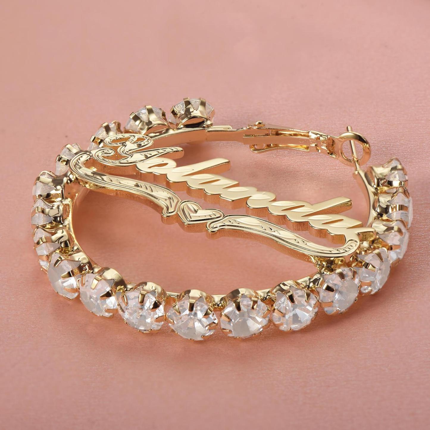 Gold Plated Personalized Hoop Name Earrings-silviax