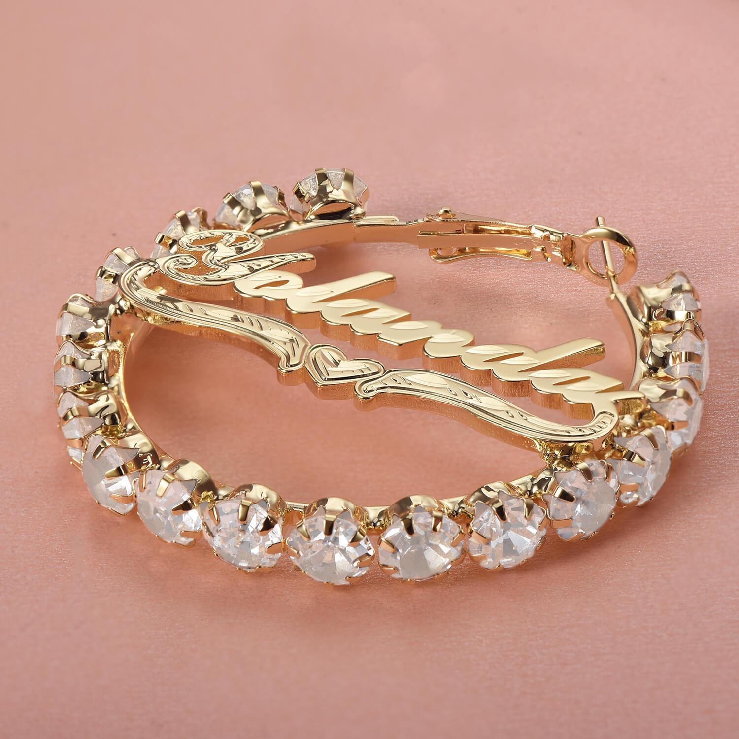 Gold Plated Personalized Hoop Name Earrings-silviax