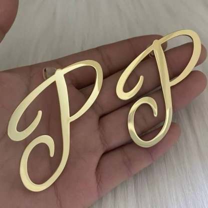Big Letter Personalized Custom Gold Plate Initial Stud Earrings-silviax