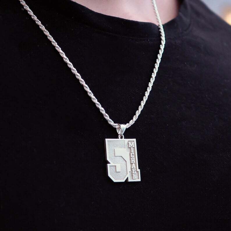 Number Pendant with Name Personalized Custom Gold Plated Number Necklace-silviax
