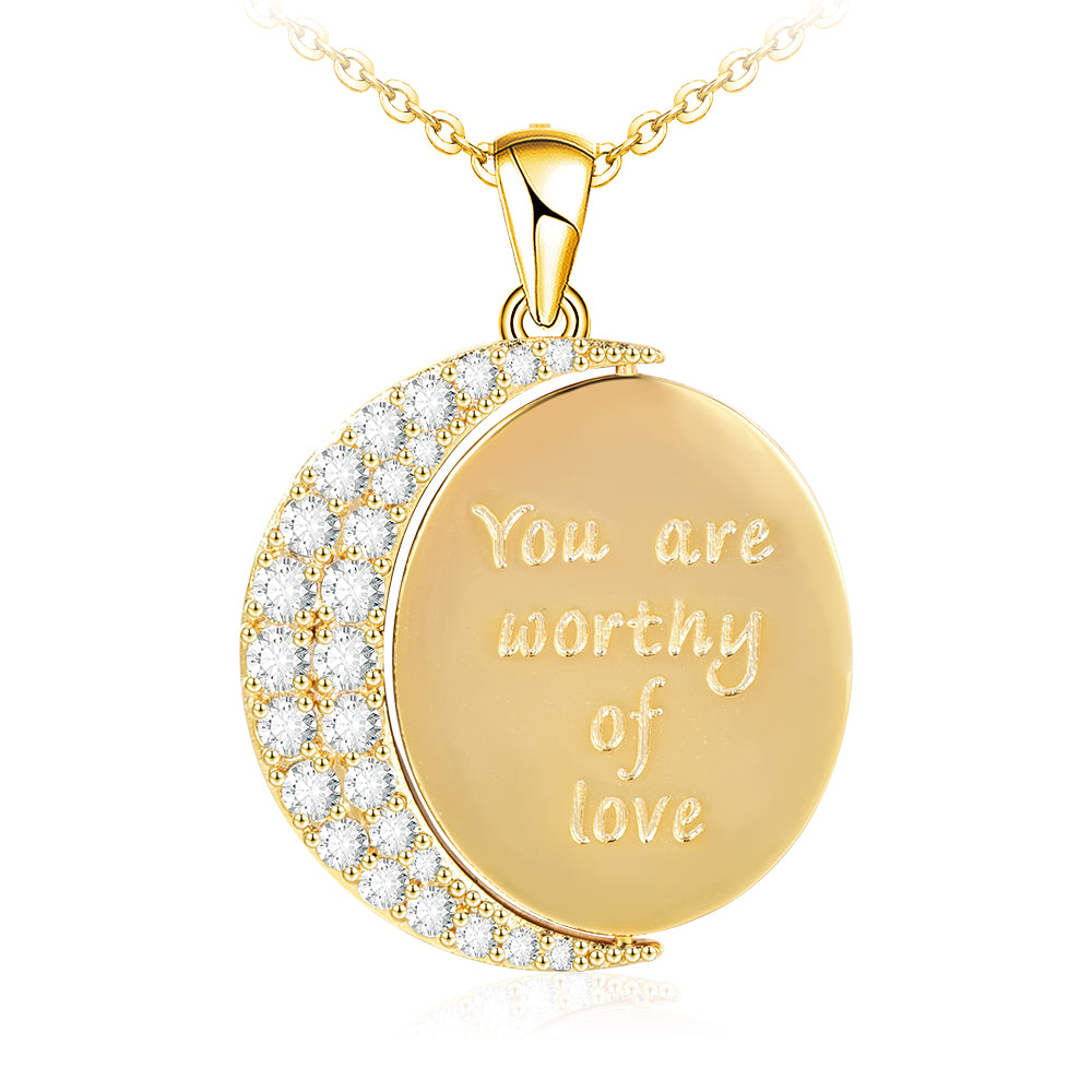 Gold Plated Pendant with Moon Personalized Custom Necklace-silviax