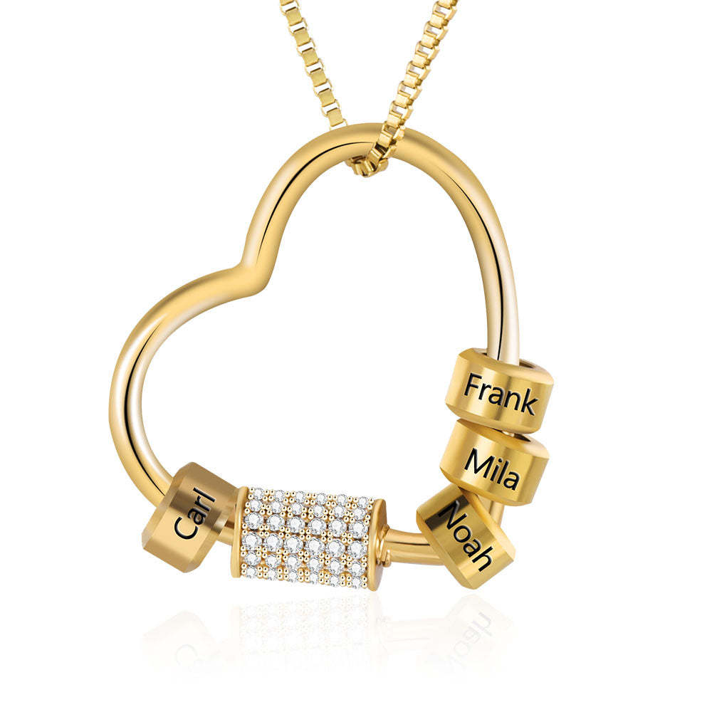 1 To 5 Engraved Heart Pendant Personalized Custom Gold Plated Name Necklace-silviax