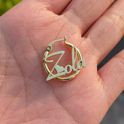 30mm Heart Earring Personalized Mini Name Earrings For Baby Kids Gift