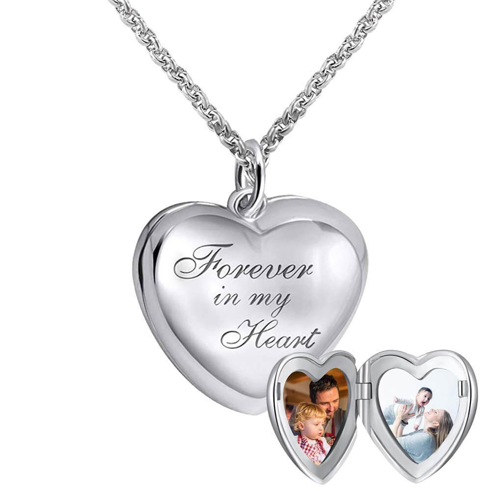Personalized Engraved Heart Photo Locket Necklace-silviax