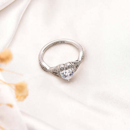 Heart Clear Promise Ring Personalized Custom Engraved Ring-silviax