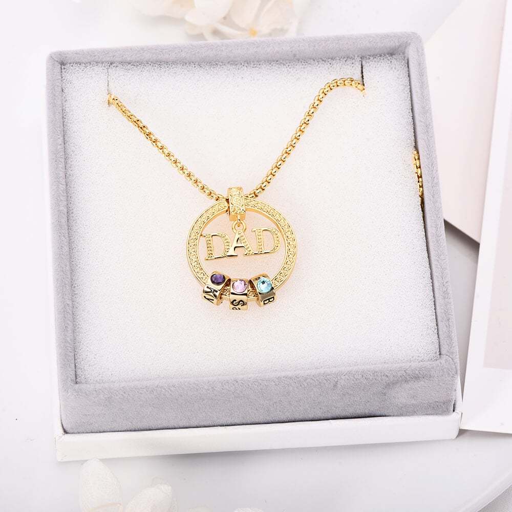 Dad 1-5 Name Beads and Birthstones Personalized Custom Family Necklace Father's Day Gift for Dad-silviax