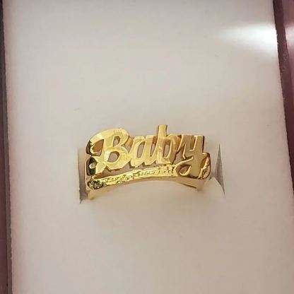 Personalized Custom Gold Plated Underline Names Ring Mens Ring-silviax