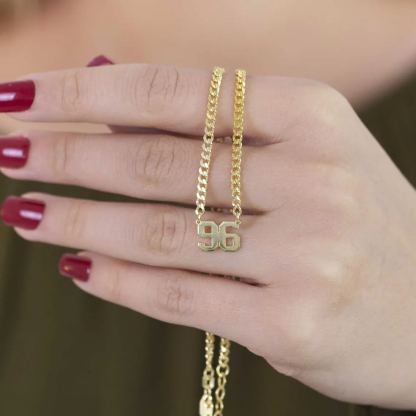 Birth Year Personalized Custom Old English Number Necklace -silviax