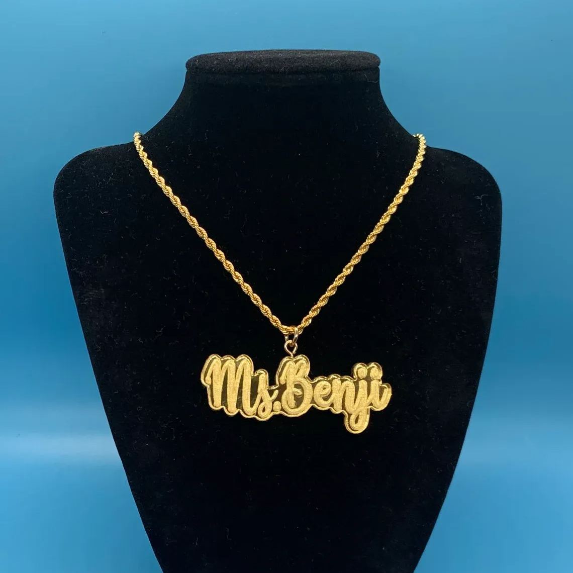 Gold Rope Chain Acrylic Nameplate Personalized Necklace-silviax