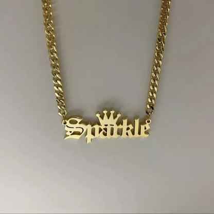 Old English Personalized Custom Copper Crown Name Necklace-silviax