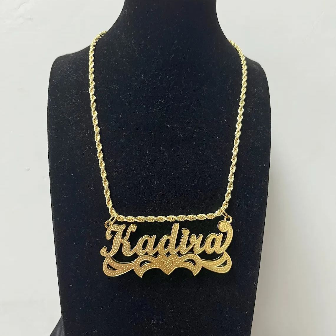 Heart Personalized Custom Zirconia Gold Plated Name Necklace-silviax