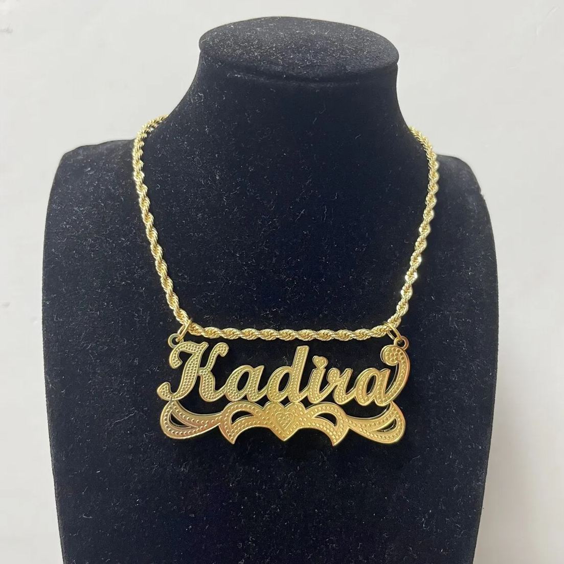 Heart Personalized Custom Zirconia Gold Plated Name Necklace-silviax