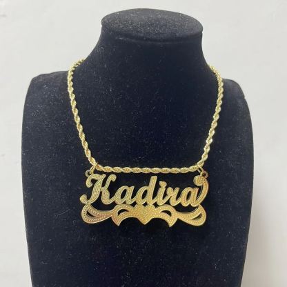 Heart Personalized Custom Zirconia Gold Plated Name Necklace-silviax