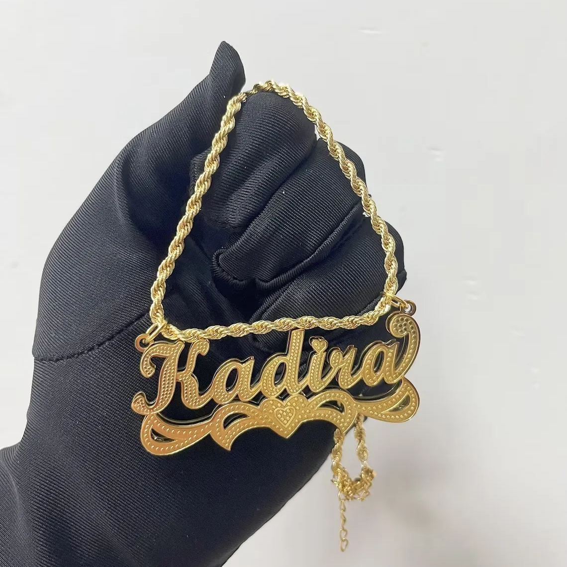 Heart Personalized Custom Zirconia Gold Plated Name Necklace-silviax
