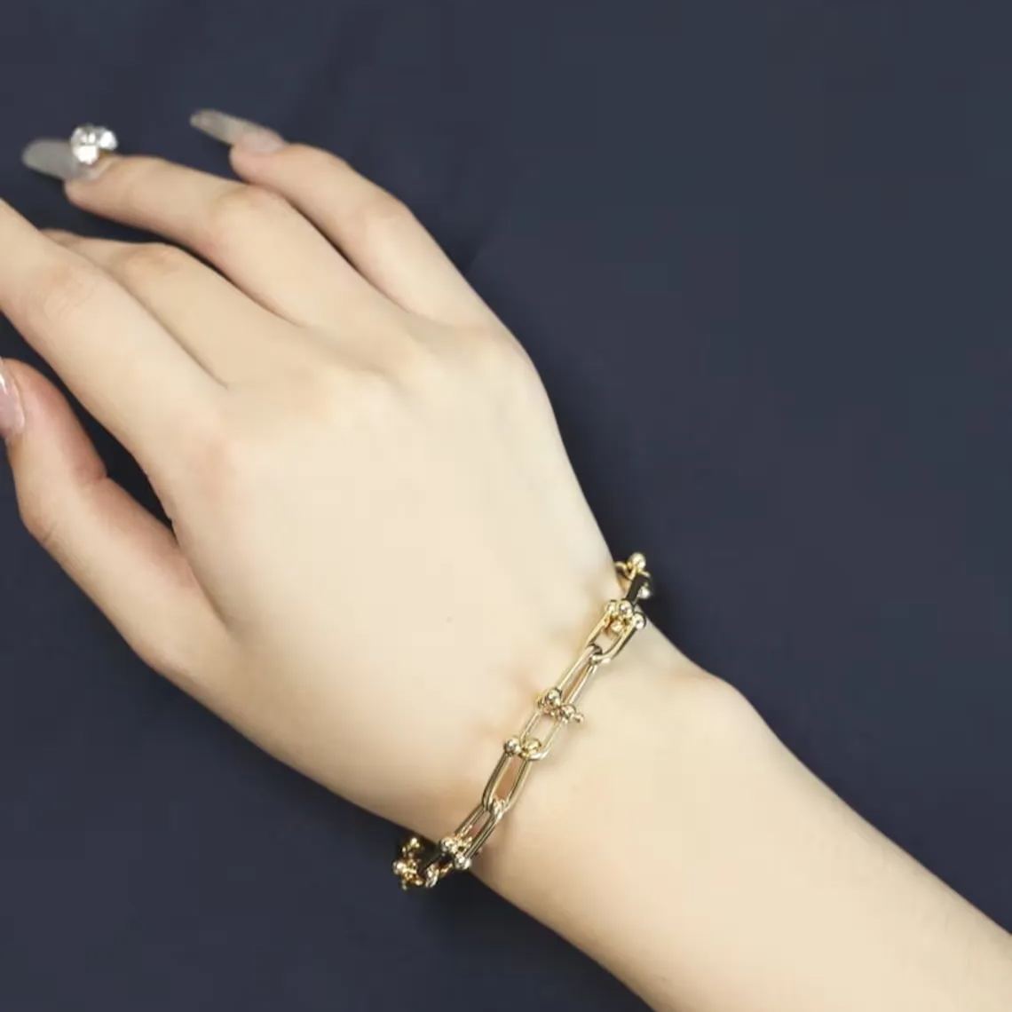 Link Chain U Type Fashion Gold Plated Bracelets-silviax