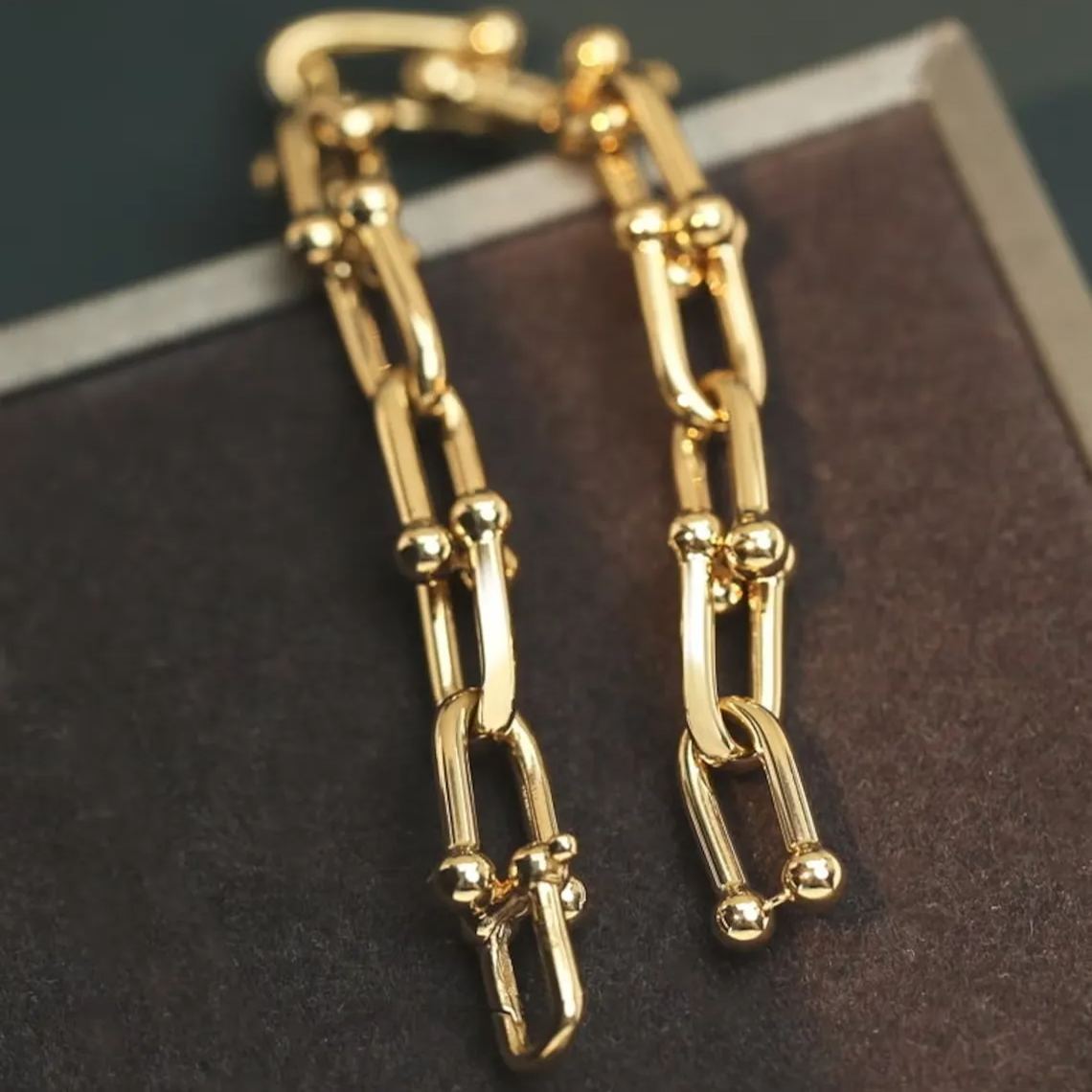 Link Chain U Type Fashion Gold Plated Bracelets-silviax