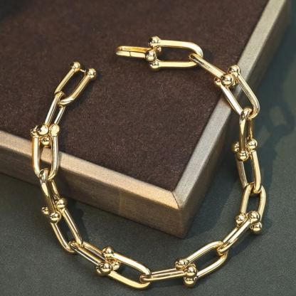 Link Chain U Type Fashion Gold Plated Bracelets-silviax