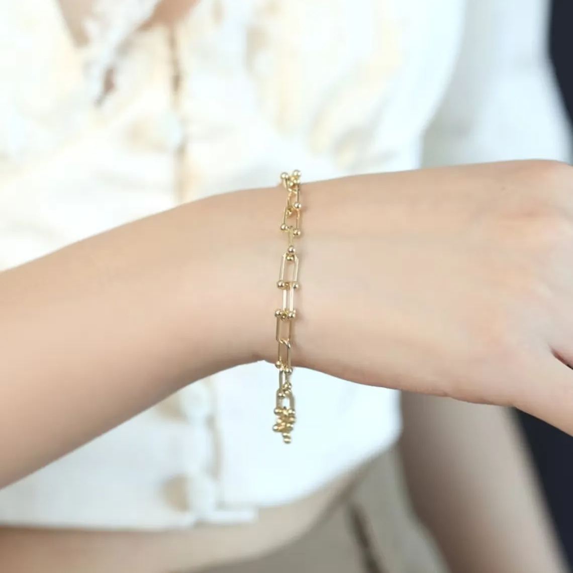 Link Chain U Type Fashion Gold Plated Bracelets-silviax