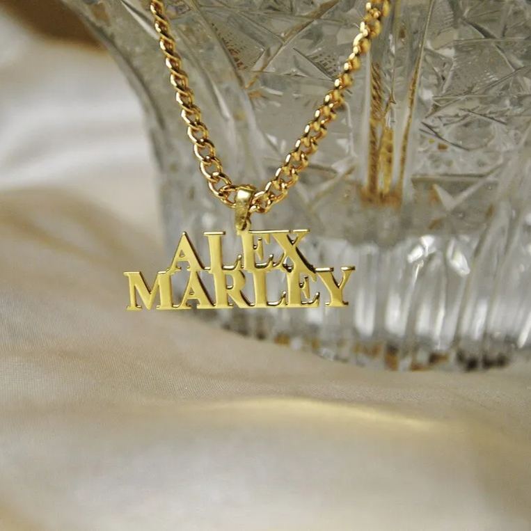 Curb Chain Two Line Personalized Custom Name Necklace-silviax