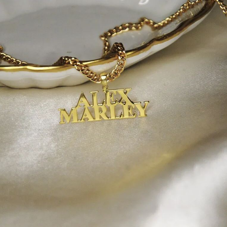 Curb Chain Two Line Personalized Custom Name Necklace-silviax
