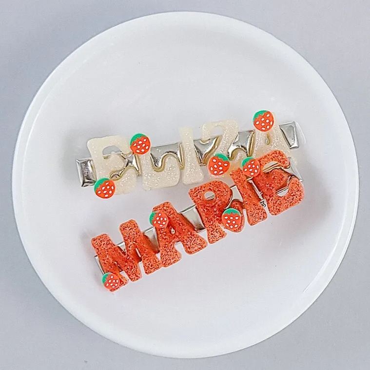 Summer Cute Strawberry Personalized Hair Clip Name Barrette