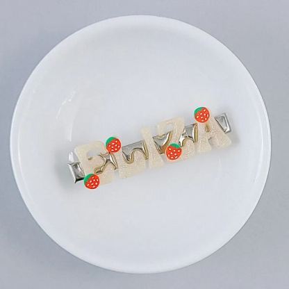 Summer Cute Strawberry Personalized Hair Clip Name Barrette 
