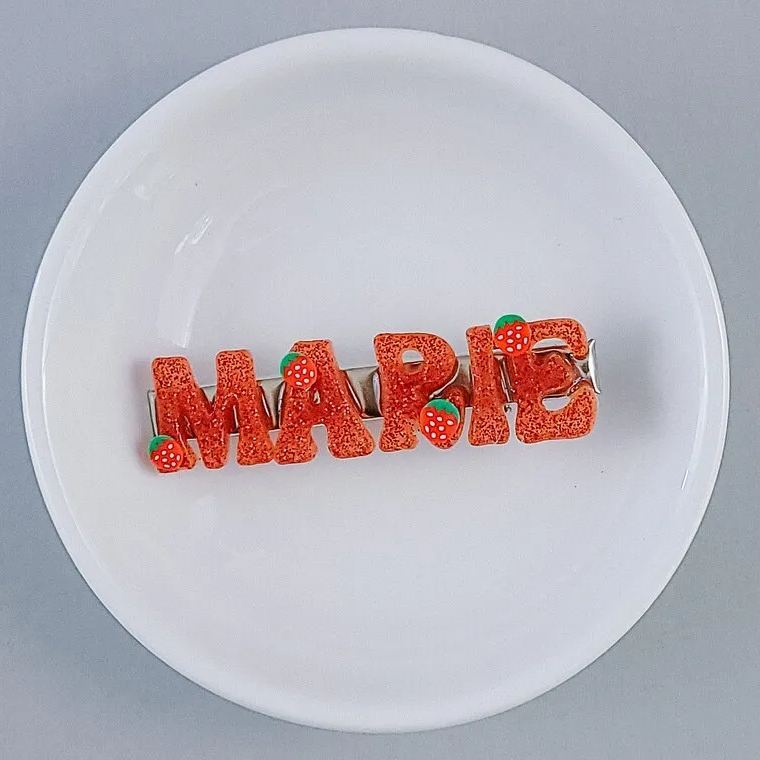 Summer Cute Strawberry Personalized Hair Clip Name Barrette