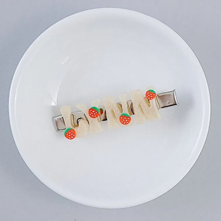 Summer Cute Strawberry Personalized Hair Clip Name Barrette