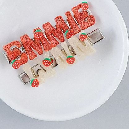 Summer Cute Strawberry Personalized Hair Clip Name Barrette 