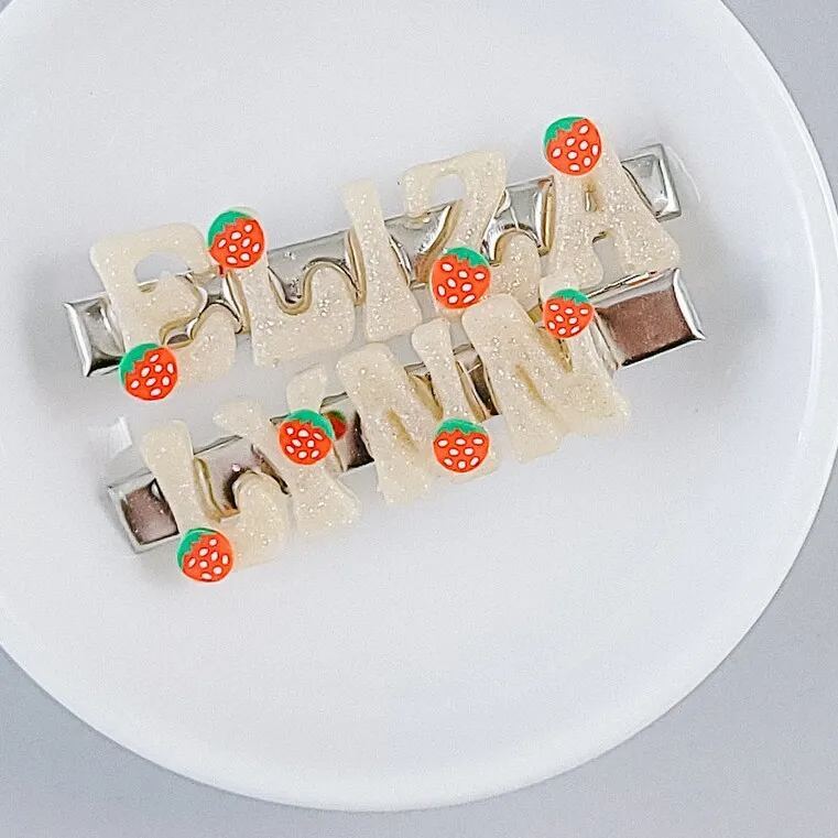 Summer Cute Strawberry Personalized Hair Clip Name Barrette