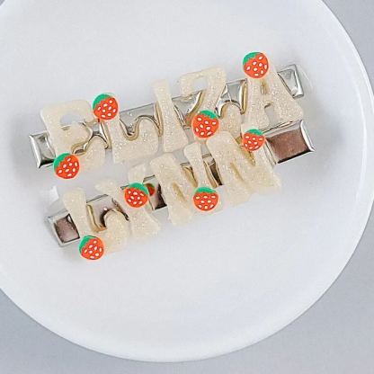 Summer Cute Strawberry Personalized Hair Clip Name Barrette 