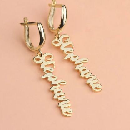 Gold Plate Nameplate Personalized Custom Name Earrings